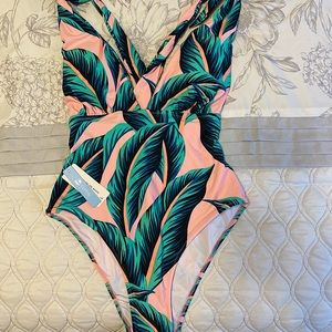 Cupshe pink palm print one piece swimsuit
